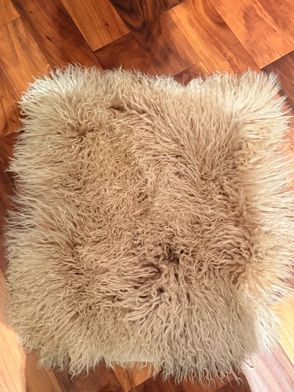 West Elm Mongolian Lamb pillow cover sand